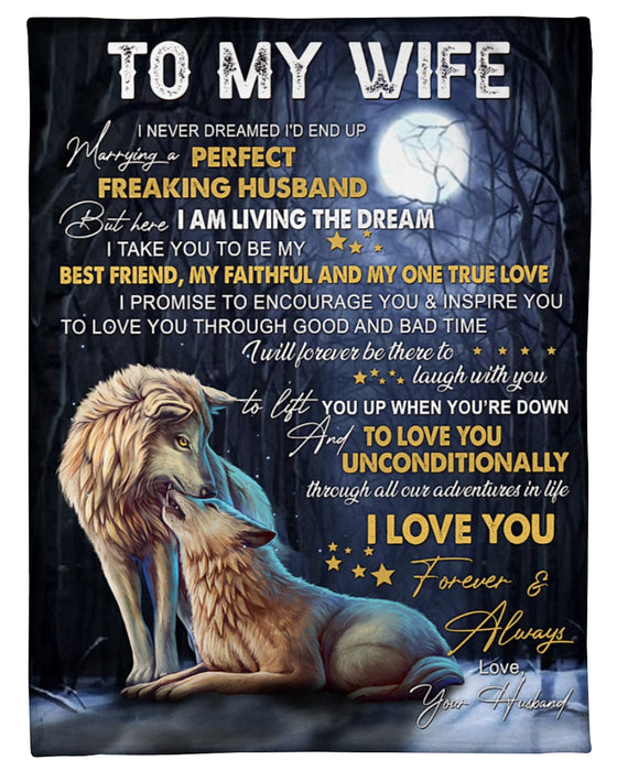 Personalized Blanket To My Wife From Husband Marrying You Wolf Couple Printed Custom Name Valentine's Day Blanket