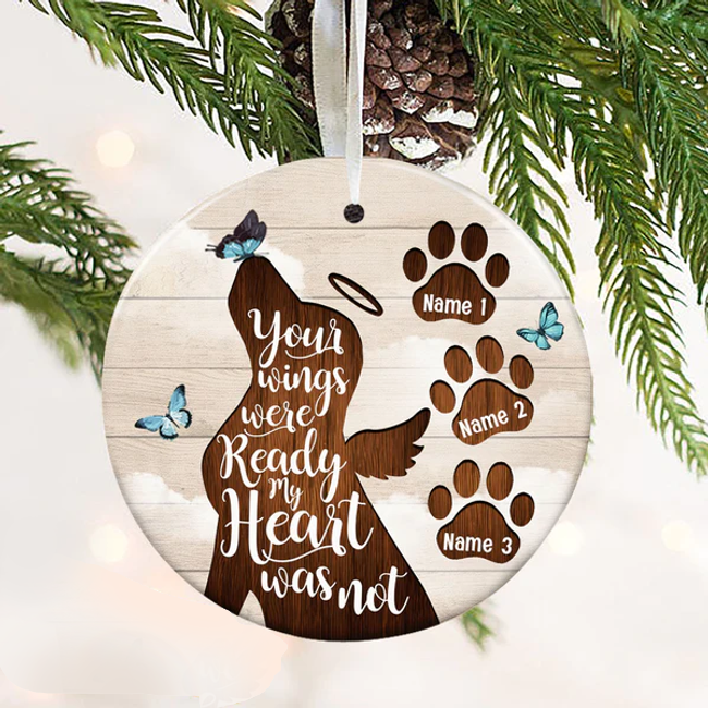 Personalized Memorial Ornament Your Wings Were Ready Custom Name For Pet Loss Gifts Tree Hanging Keepsake Gifts