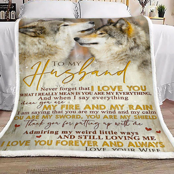 Personalized Love Blanket To My Husband Thank You For Putting Up With Me Wolf Couple Blanket For Valentines Custom Name