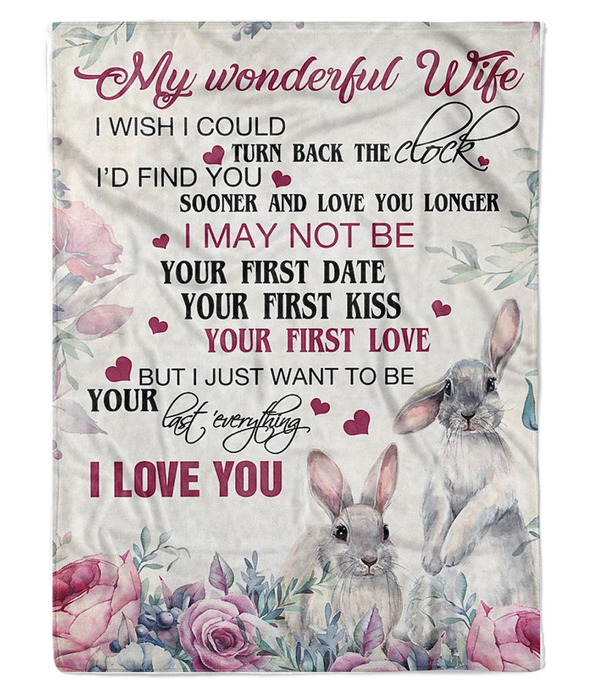 Personalized Fleece Blanket For Wife Print Cute Bunny Love Quotes For Wife Customized Blanket Gifts For Valentines Day Wedding Anniversary