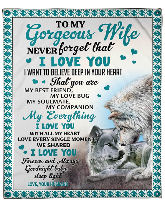 Personalized Blanket For Wife Print Couple Wolf Sweet Messages For Wife Customized Blanket Gifts For Anniversary