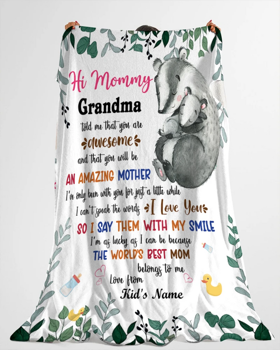 Personalized Fleece Blanket For Grandma Print Cute Mouse Love Quotes For Grandma Customized Blanket Gift For Thanksgiving