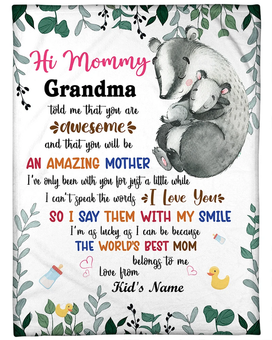 Personalized Fleece Blanket For Grandma Print Cute Mouse Love Quotes For Grandma Customized Blanket Gift For Thanksgiving