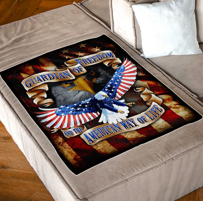 Fleece Blanket Veteran Day Guardian Of Freedom And The American Way Of Life Print Eagle