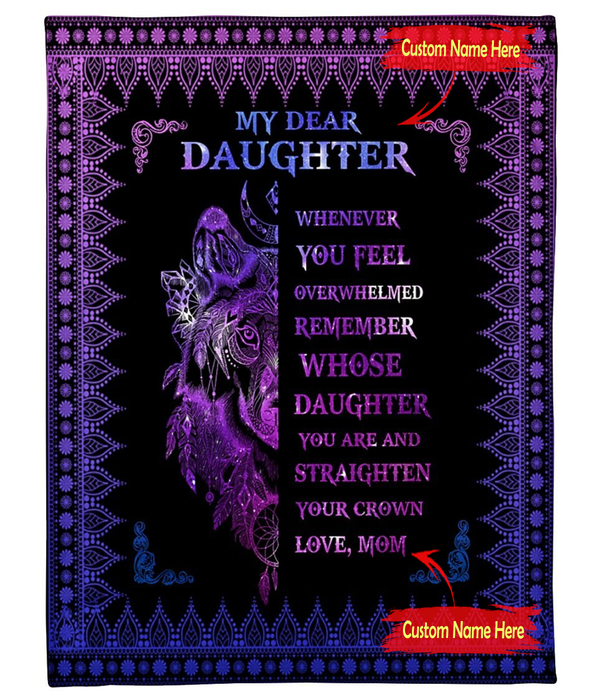 Personalized Fleece Blanket For Daughter Art Print Ghost Wolf Sweet Quote For Daughter Customized Blanket Gift For Birthday Graduation