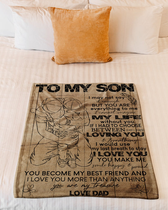 Personalized To My Son Blanket From Mom Dad Custom Name Vintage Hugging You Are Everything To Me Gifts For Christmas