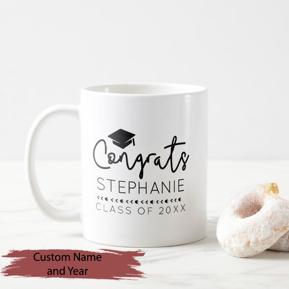 Personalized Graduation Cap Coffee Mugs for Him Custom Class of 2021 Mug Congrats Gifts for Son