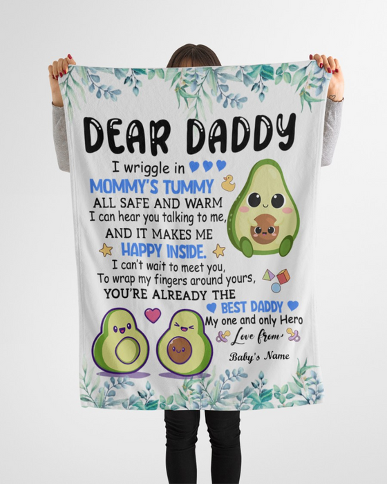 Personalized Fleece Blanket For Dad Print Cute Avocado Love Quote For Dad Customized Blanket Gift For Fathers Day