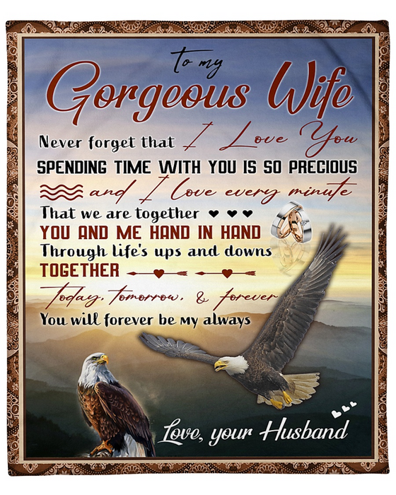 Personalized Blanket For Wife Print Couple Eagle Love Messages For Wife Customized Blanket Gifts For Anniversary