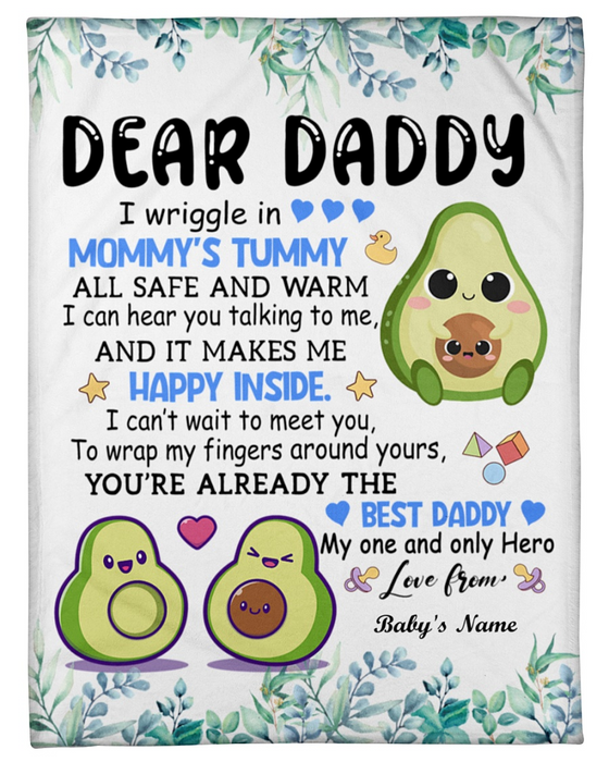Personalized Fleece Blanket For Dad Print Cute Avocado Love Quote For Dad Customized Blanket Gift For Fathers Day