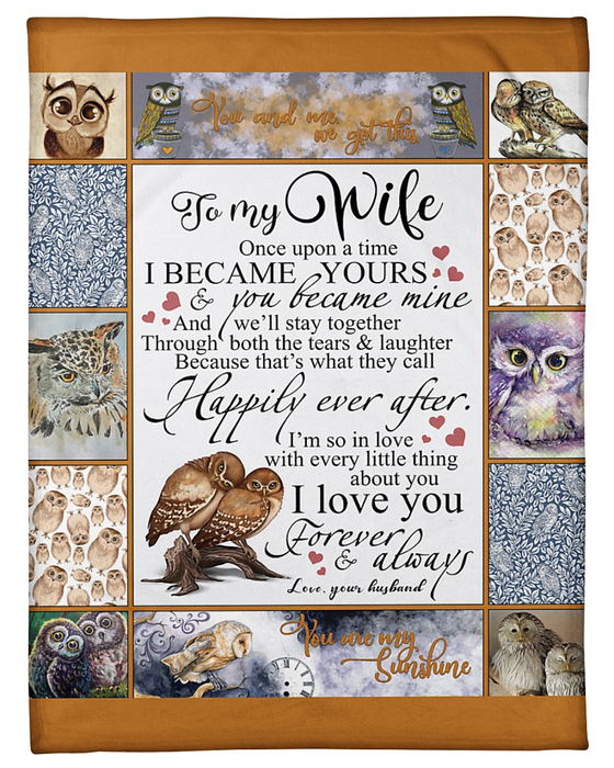 Personalized Fleece Blanket For Wife Print Novelty Owl Cute Love Quotes For Wife Customized Blanket Gifts For Valentines Day Wedding Anniversary