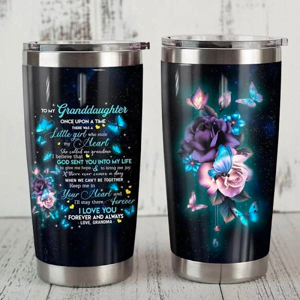 Personalized Tumbler To Granddaughter Gifts From Grandparents God Sent You To My Life Flower Custom Name Travel Cup 20oz