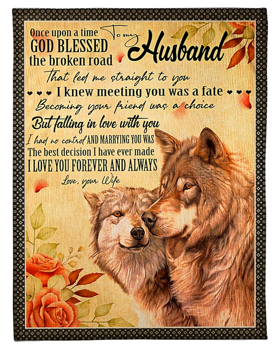 Personalized Fleece Blanket For Husband Print Wolf Family Love Quotes For Him Customized Blanket Gift For Valentines Day Anniversary Birthday