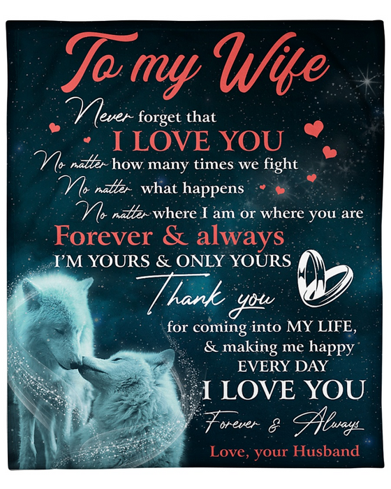 Personalized Blanket For Wife Print Cute Wolf Couple Romantic Love Messages For Wife Customized Blanket Gifts For Anniversary
