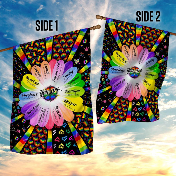 Pride Flag For LGBT Lesbian Gay Lovers Colorful Daisy Design Heart Print Welcome Garden Flag Outdoor Banners