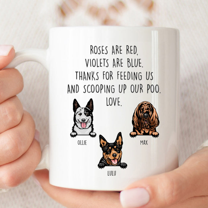 Personalized Ceramic Coffee Mug For Dog Dad Thanks For Feeding Us Cute Funny Dog Custom Dog's Name 11 15oz Cup