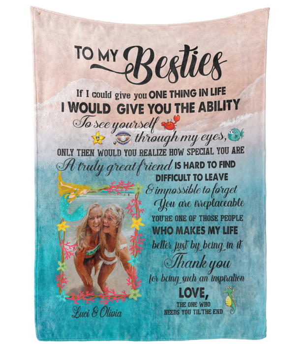 Personalized To My Bestie Sister Blanket If I Could You Give You One Thing Beach Theme Custom Name & Photo Xmas Gifts