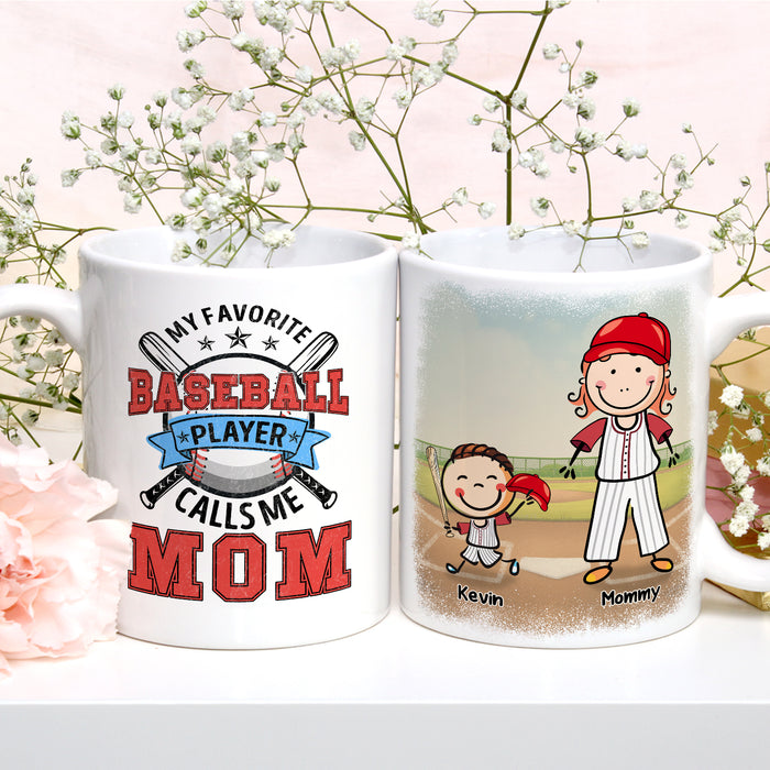 Personalized Ceramic Coffee Mug For Baseball Lovers To Mom My Favorite Player Cute Kid Print Custom Name 11 15oz Cup