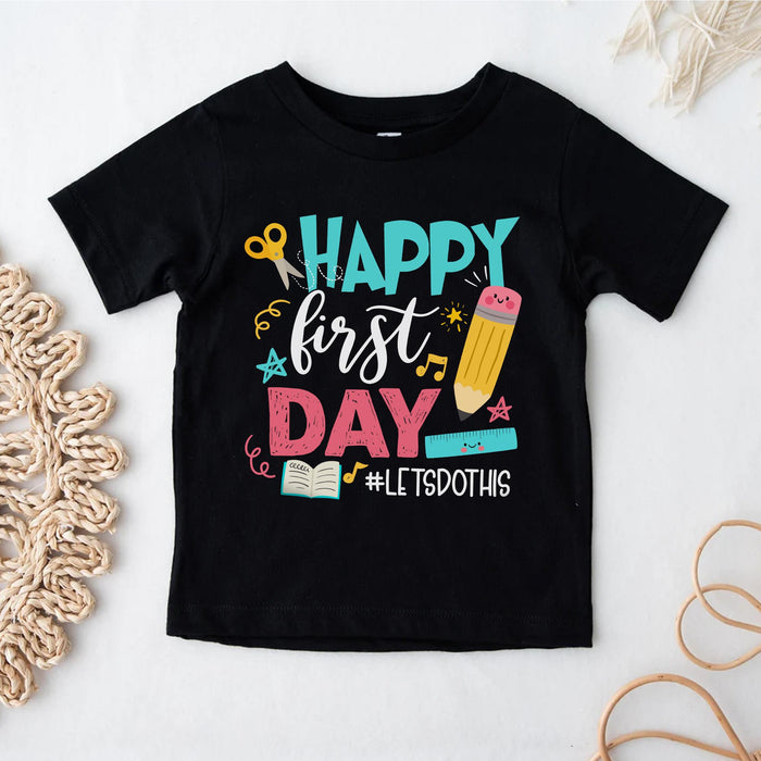 Personalized T-Shirt Gifts For Kid Happy First Day Let Do This Pencil Custom Hashtag Shirt Back To School Outfit