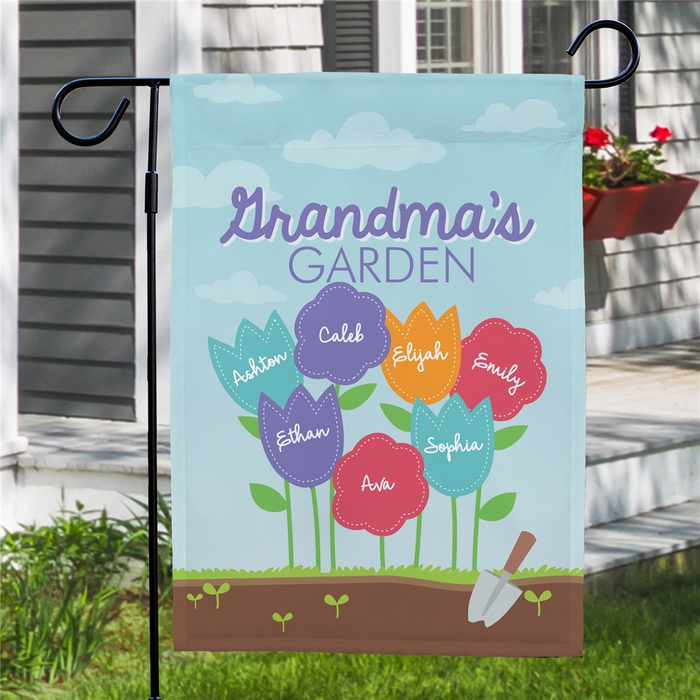 Personalized Garden Flag For Grandma Grandma's Garden Cute Garden Design Custom Grandkids Name Welcome Flag