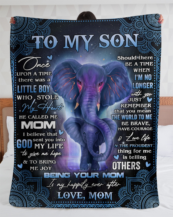 Personalized Magic Elephants Mandala Blanket To My Son From Mom I Believe That God Sent You Into My Life Sherpa Blanket