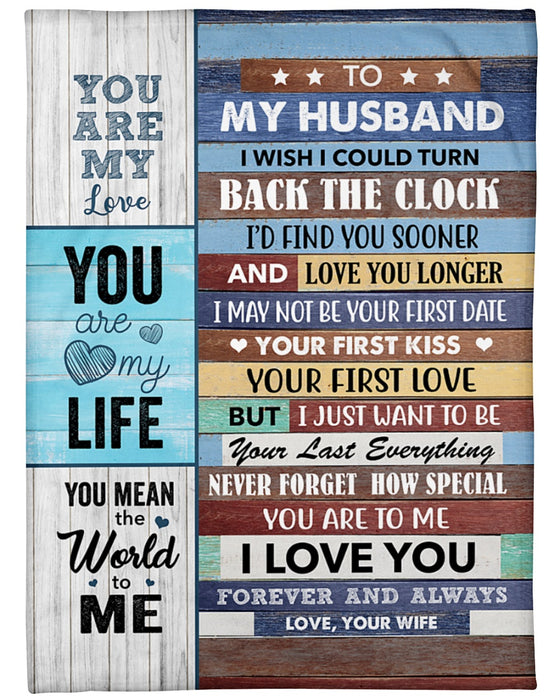 Personalized Blanket To My Husband From Wife You Are My Love Wooden Background Custom Name Premium Blanket