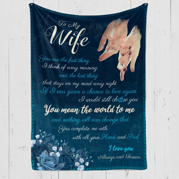 Personalized Romantic Blanket To My Wife You Mean The World To Me Hand In Hand Blanket For Valentine Custom Name