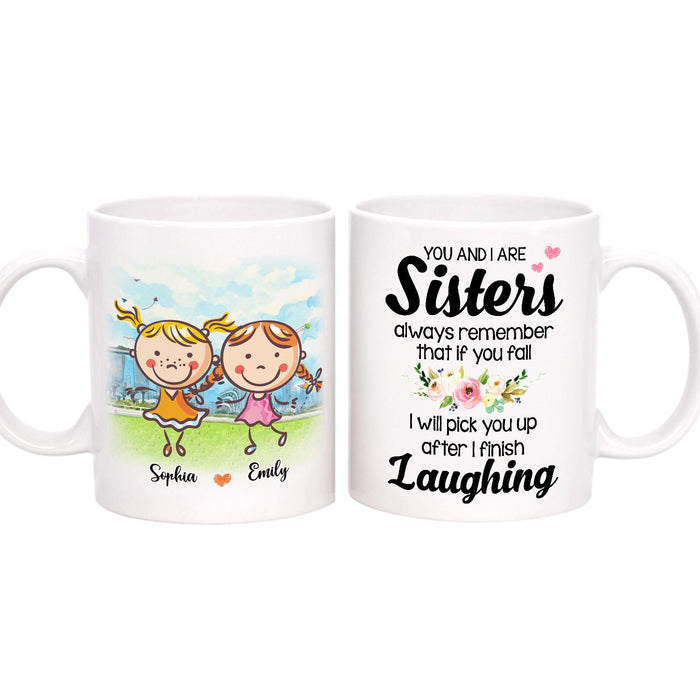 Personalized Ceramic Coffee Mug For Bestie BFF After Finish Laughing Cute Girls Print Custom Name 11 15oz Cup