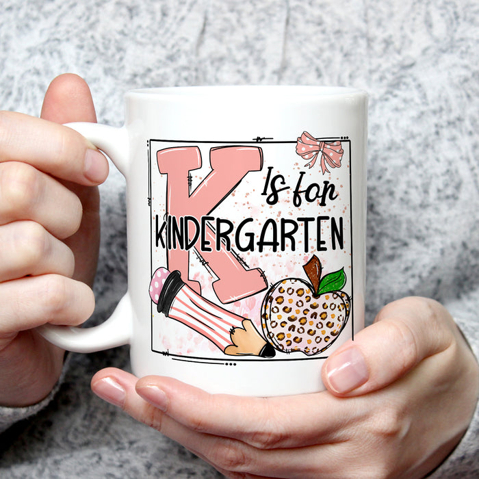 Personalized Ceramic Coffee Mug For Teacher K Is For Funny Design Custom Grade Level 11 15oz Back To School Cup