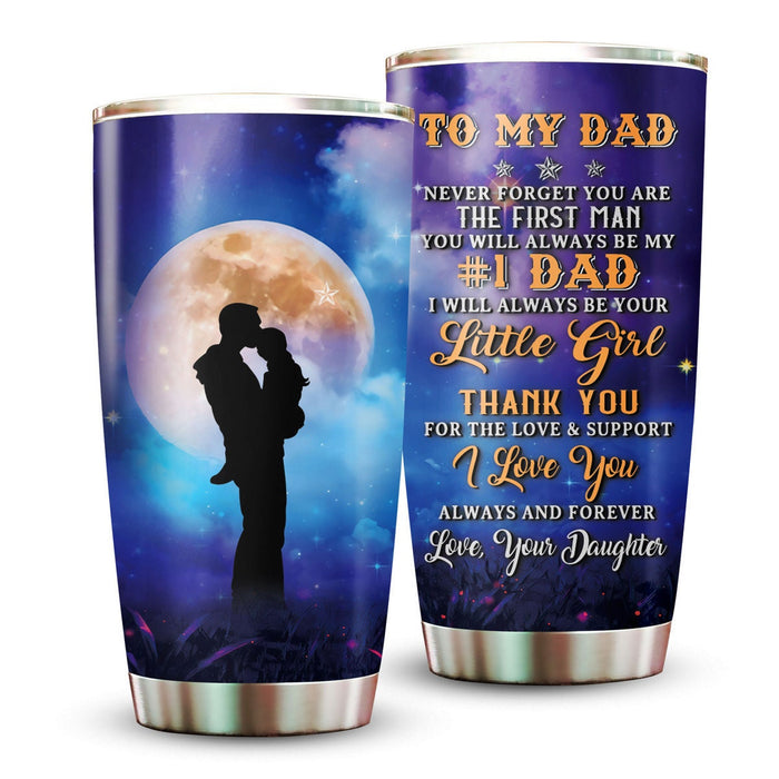 Personalized To My Daddy Tumbler From Daughter Moon Silhouette Love & Support Custom Name 20oz Travel Cup Bday Gifts