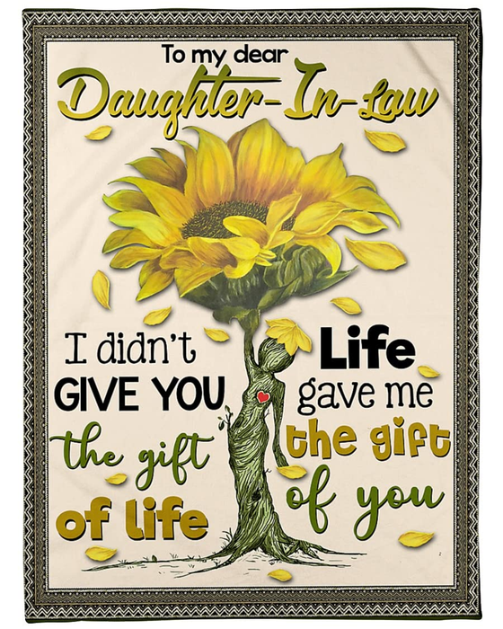 Personalized To My Daughter In Law Blanket Sunflowers Tree Roots Vintage Custom Name Gifts For Christmas Xmas Birthday