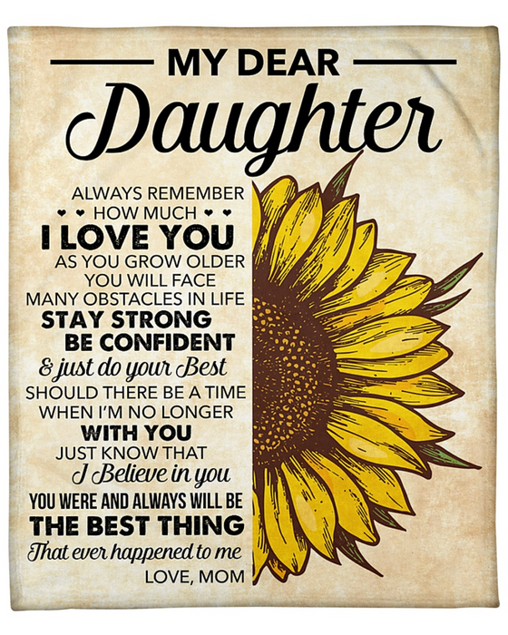 Personalized Fleece Blanket For Daughter Print Beautiful Sunflower Sweet Message For Daughter Customized Blanket Gifts For Birthday Graduation
