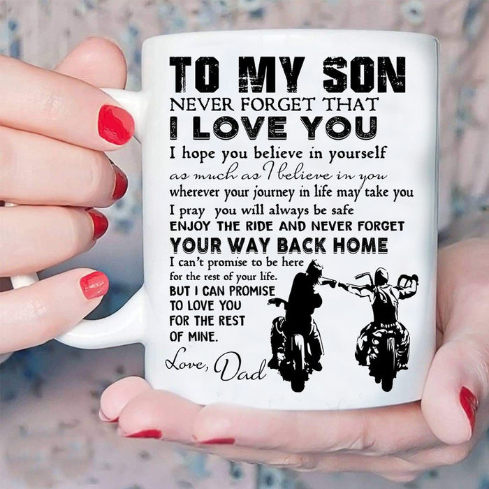 Personalized Coffee Mug For Son Gifts For Lover Motorbike Racing Gifts for Son from Dad Customized Mug Gifts For Birthday, Fathers Day 11Oz 15Oz Ceramic Coffee Mug