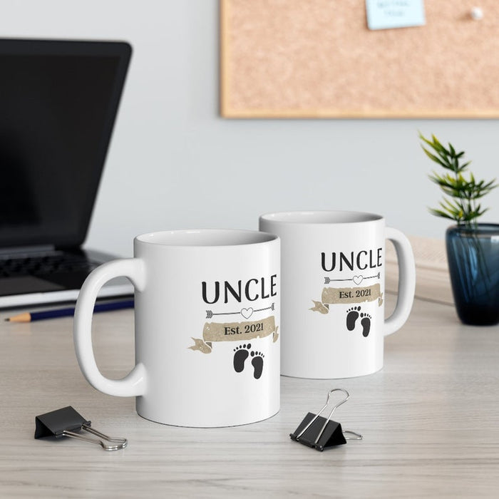 Personalized Uncle Gifts Mug for Fathers Day Custom Est 2021 Coffee Cups Funny New Uncle Mug