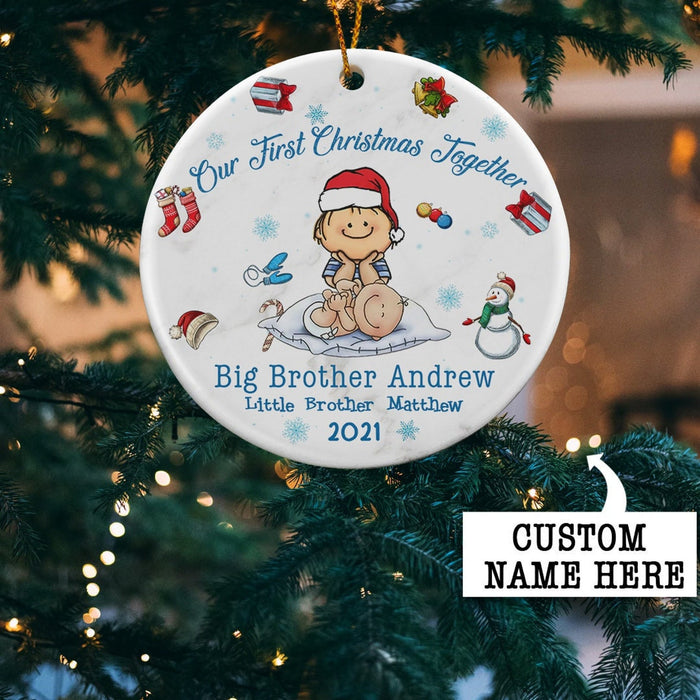 Personalized Ornament For Big Brother & Little Brother Our First Christmas Together Ornament Custom Name And Year