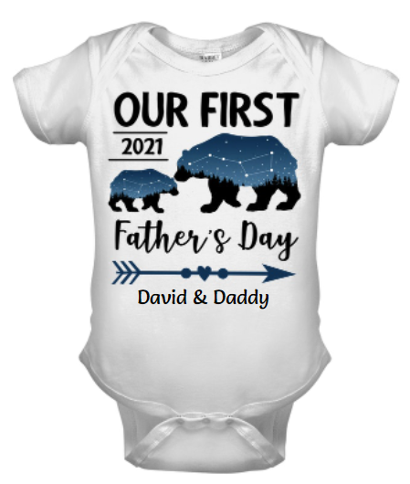 Personalized Baby Onesie To My Newborn Baby Happy First Father's Day Funny Old & Baby Bear Custom Name & Year