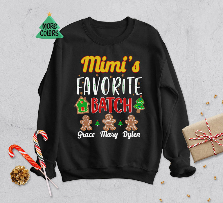 Personalized Sweatshirt For Grandma Mimi's Favorite Batch Cute Cookies Printed Christmas Design Custom Grandkids Name