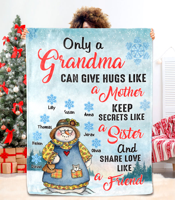 Personalized To My Grandmother Blanket From Grandkids Give A Hugs Like A Mother Snowman Custom Name Gifts For Christmas