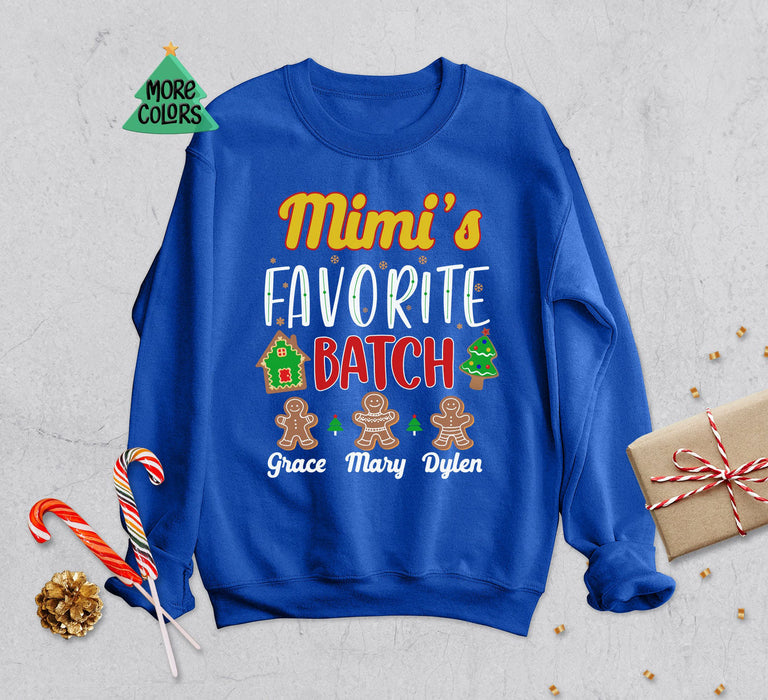 Personalized Sweatshirt For Grandma Mimi's Favorite Batch Cute Cookies Printed Christmas Design Custom Grandkids Name