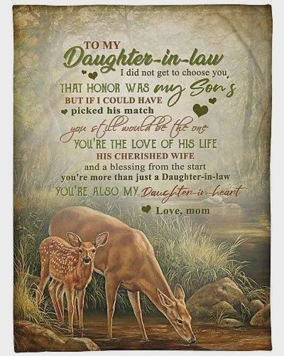 Personalized To My Daughter In Law Blanket Hunting Deer You're Also In My Heart Custom Name Gifts For Christmas Xmas