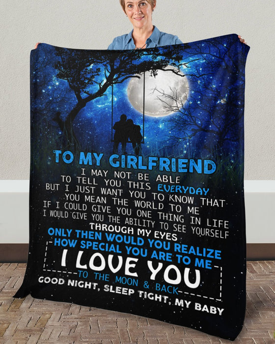 Personalized To My Girlfriend Blanket Gifts From Boyfriend You Mean The World To Me Moon Sky Custom Name For Birthday