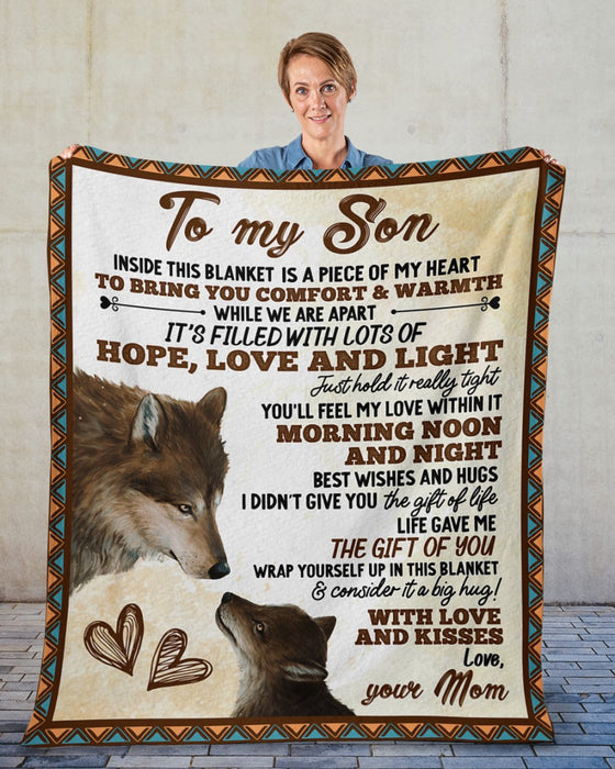 Personalized To My Son Blanket From Parents Custom Name It's Filled With Lots Hope Love Light Wolf Gifts For Christmas