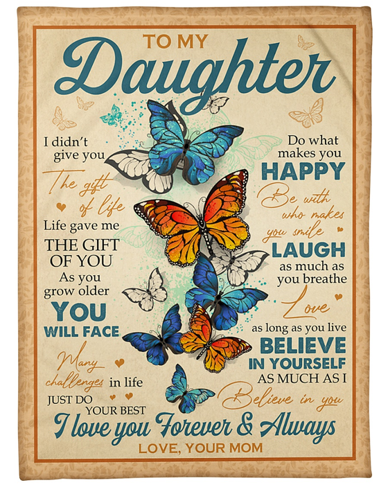Personalized To My Daughter From Mom Laugh As Much As You Breath Butterfly Printed Rustic Design Custom Name