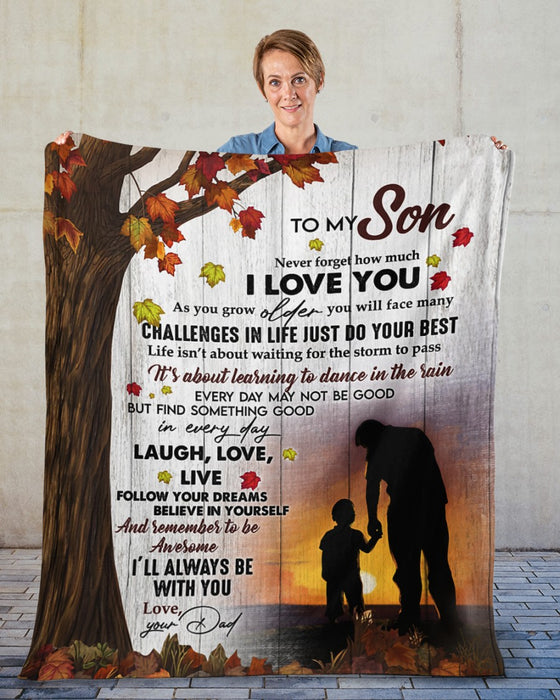 Personalized To My Son Blanket From Mom Dad Custom Name Autumn Design Never Forget I Love You Gifts For Birthday
