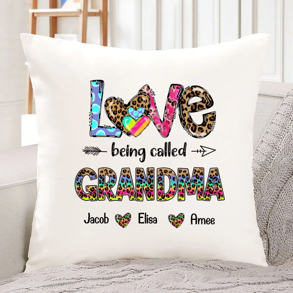 Personalized Square Pillow For Grandma Love Being Called Nana Leopard Custom Grandkids Name Sofa Cushion Birthday Gifts