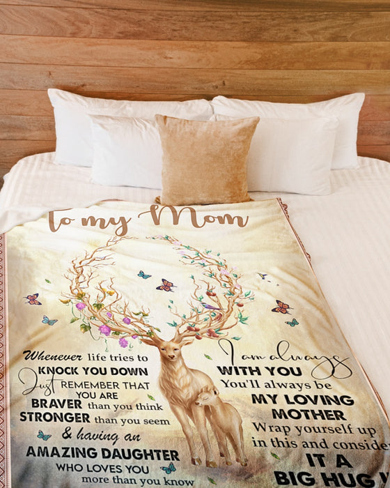 Personalized Blanket To My Mom From Daughter Beautiful Butterfly & Deer Print Custom Name Mother's Day Blanket