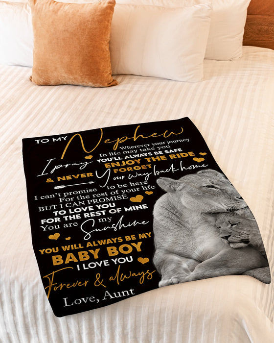 Personalized To My Nephew Blanket From Auntie Uncle I Pray You'll Always Be Safe Lion Custom Name Gifts For Christmas