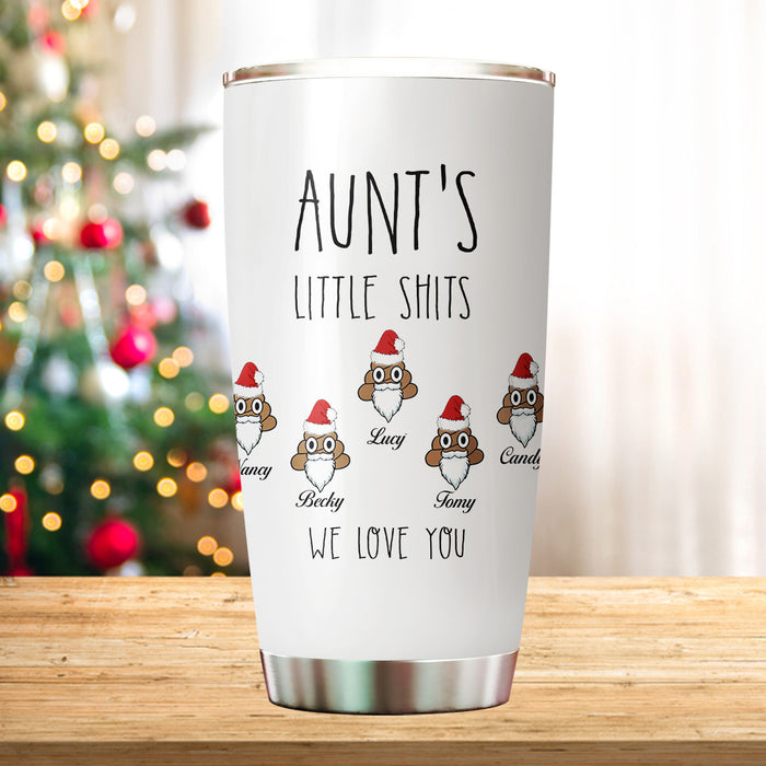 Personalized Tumbler Gifts For Aunt From Niece Nephew Aunt Funny Little Shits Multi Kids Custom Name Travel Cup 20oz