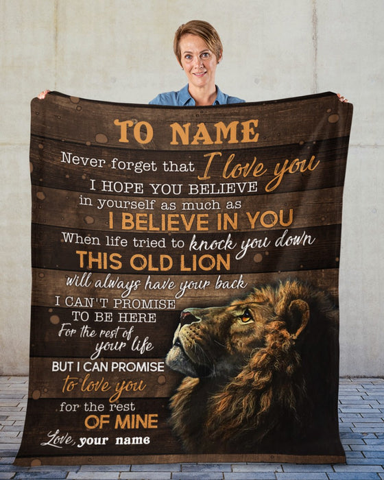 Personalized To My Son Blanket From Mom Dad Custom Name Vintage Lion When Life Tries To Knock You Down Gifts Birthday