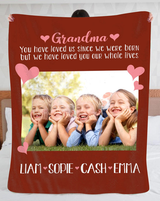 Personalized To My Grandma Blanket From Grandkids We Have Loved You Our Whole Lives Custom Name & Photo Christmas Gifts